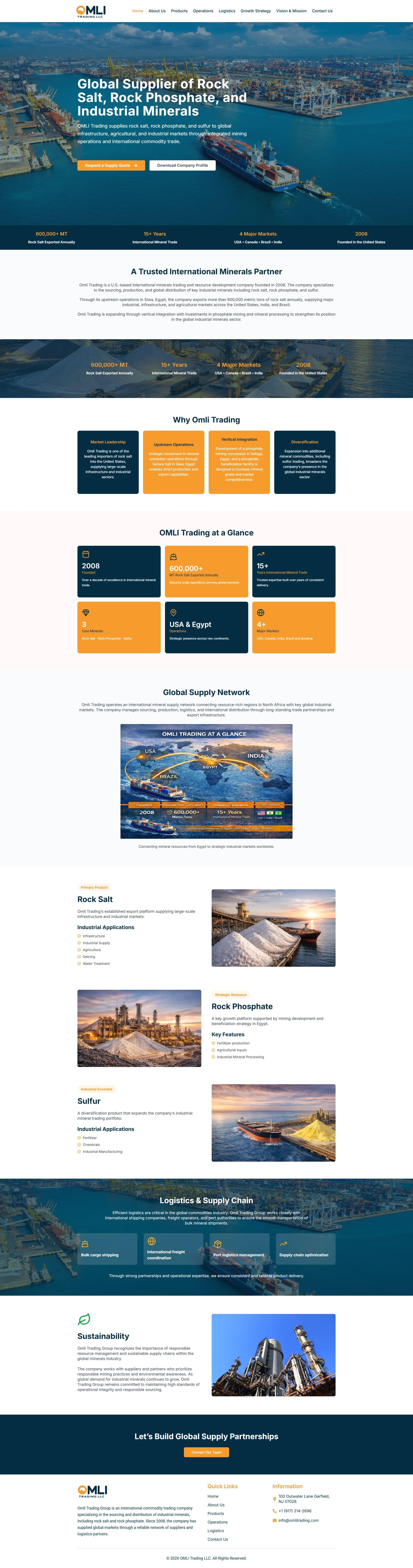OMLI Trading — Global Minerals Trading Website Screenshot
