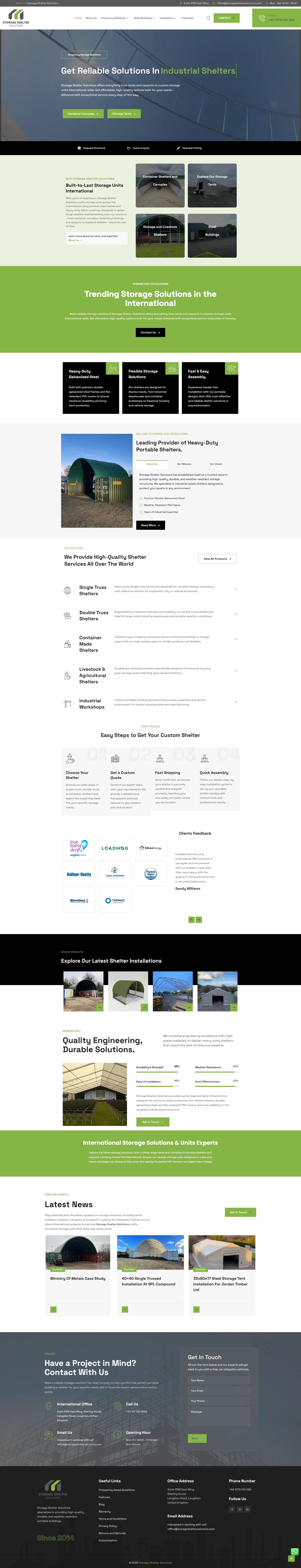 Storage Shelter Solutions — Industrial Website Rebuild Screenshot