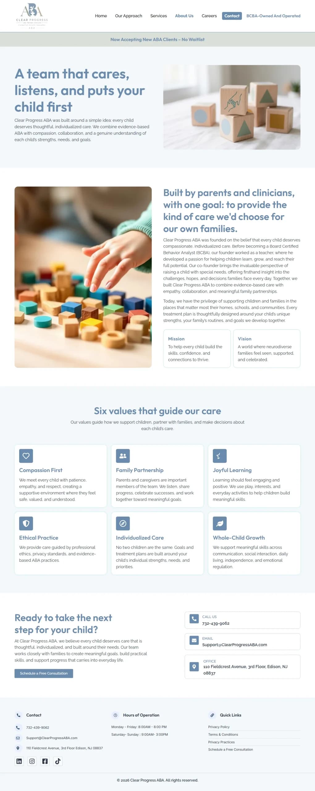 Clear Progress ABA Service Website View 3