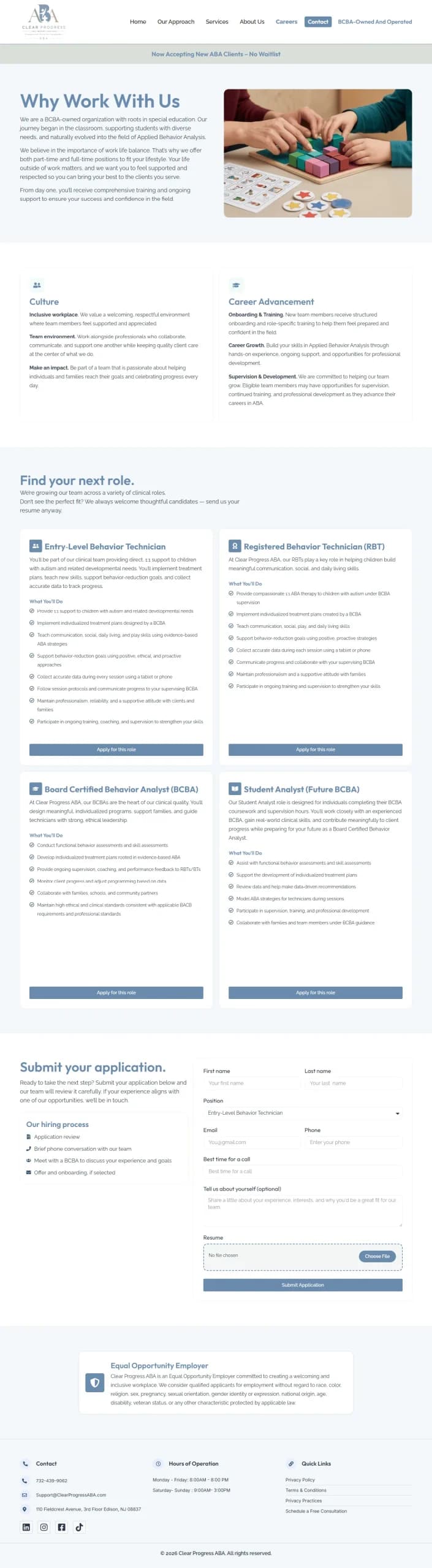 Clear Progress ABA Service Website View 2