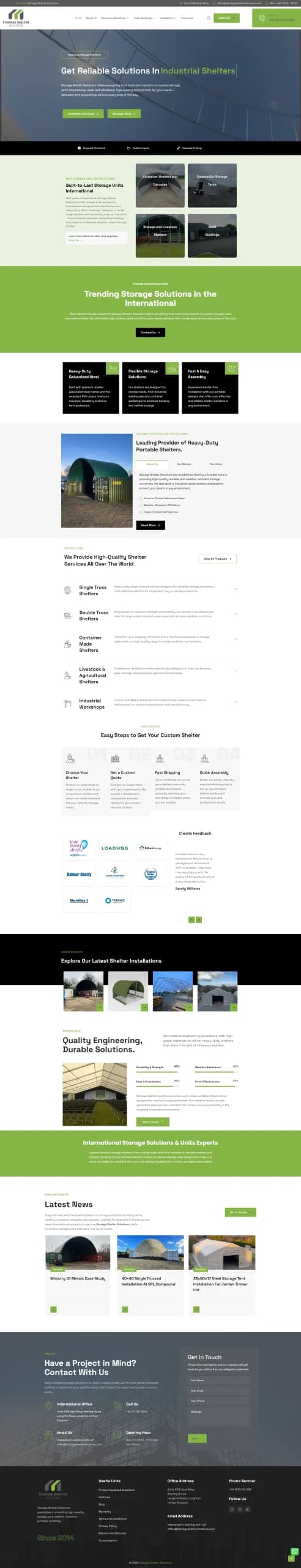 Storage Shelter Solutions — Industrial Storage Website Rebuild Screenshot