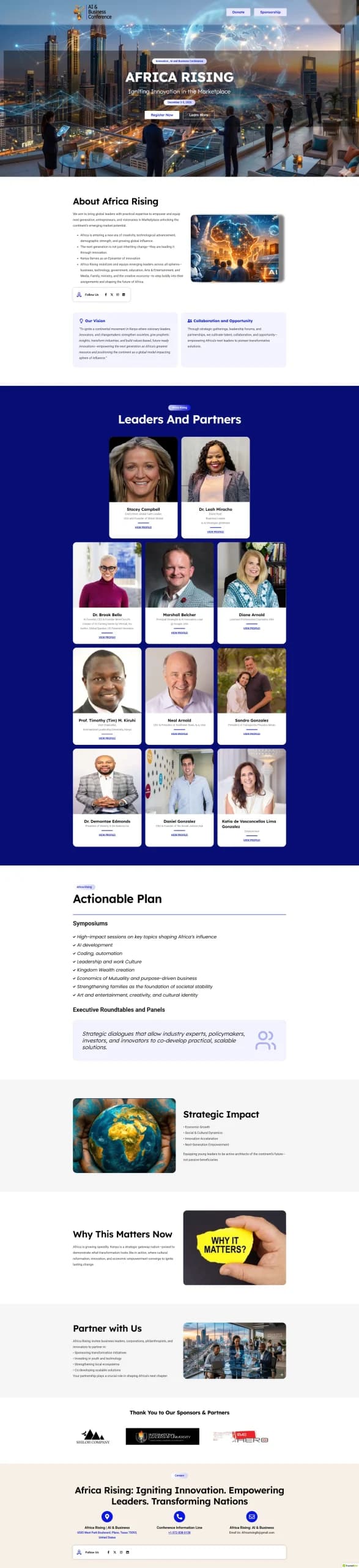 Africa Rising Conference — Event Landing Page & Website Screenshot