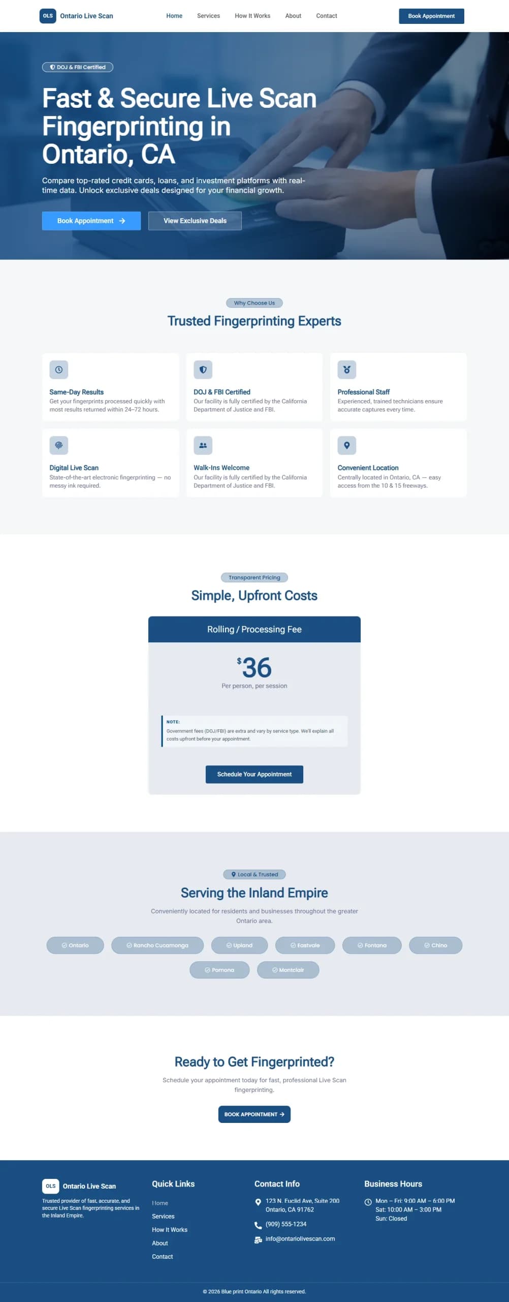 Ontario Live Scan Fingerprinting & Background Check Website Screenshot